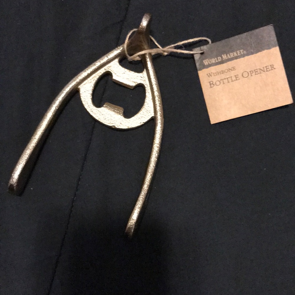 Wishbone bottle opener gold house warming gift